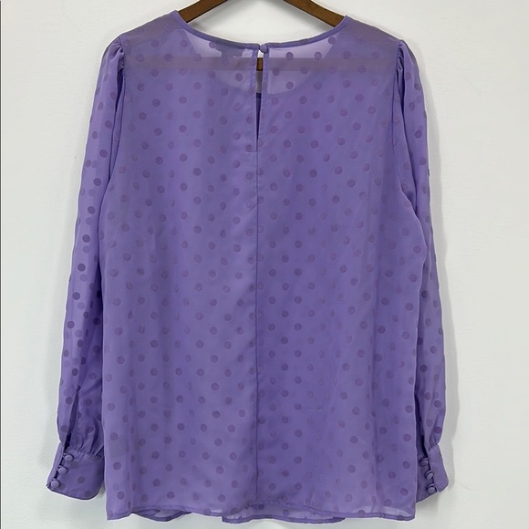 Torrid NWT Purple Polka Dot Women's Sheer Blouse Plus Size Curves Feminine Lilac - Picture 3 of 9